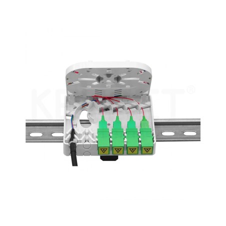 Roseta óptica Keynet FTB-1045-DH - 4 puertos SC/PC (no incluidos), bandeja fusión 4 fibras, ABS, IP44, carril DIN