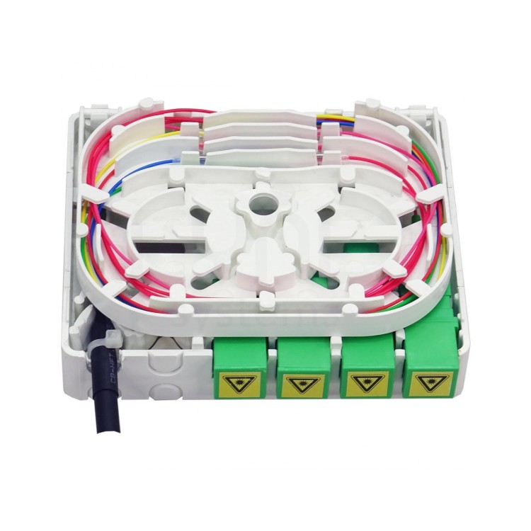 Roseta óptica Keynet FTB-1045-DH - 4 puertos SC/PC (no incluidos), bandeja fusión 4 fibras, ABS, IP44, carril DIN