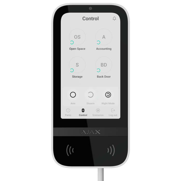 Teclado táctil Ajax FIBRA-KEYPADTOUCHSCREEN-W - IPS, RFID