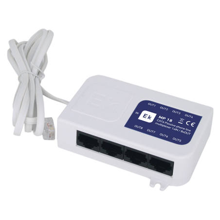Multiplexor pasivo EK MP 18 - 8 salidas RJ45 CAT6, telefonía ICT