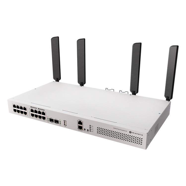 Switch router WiFi 6 MikroTik CRS418-8P-8G-2S+5axQ2axQ-RM - 17xGbE, 8xPoE+, 2x10G SFP+, Quad-core 2.2GHz, WiFi 6 4x4, rack