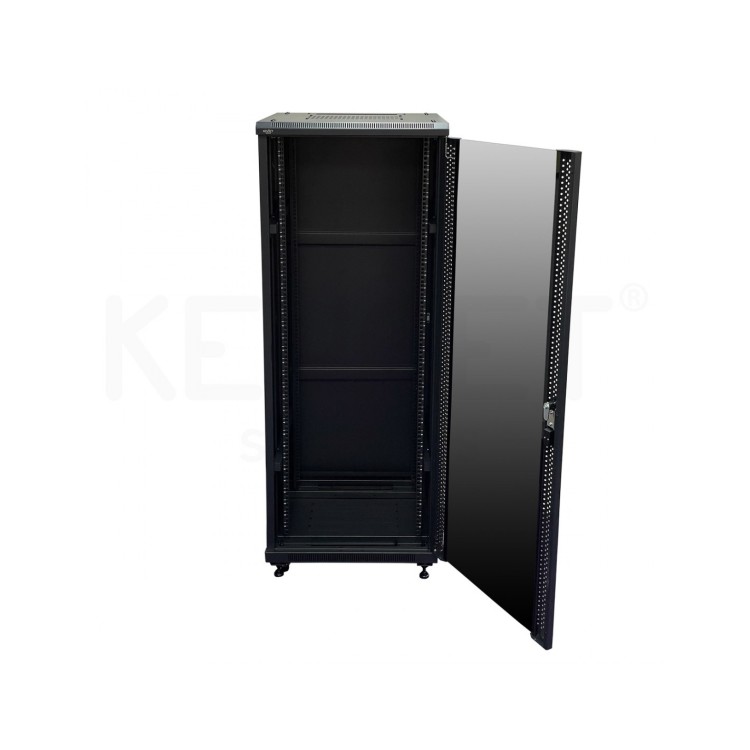 Rack suelo 19  Keynet FR4-CS2488 - 24U, 800 kg, 800x800 mm, puerta cristal, IP20, enrackable. Montado