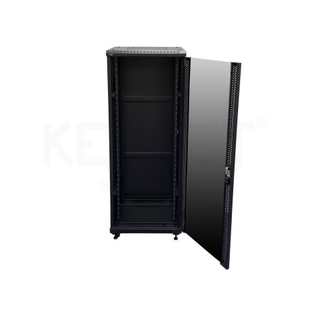 Rack suelo 19  Keynet FR4-CS2488 - 24U, 800 kg, 800x800 mm, puerta cristal, IP20, enrackable. Montado