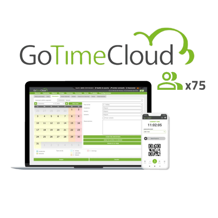 Software ZKTeco ZK-GOTIMECLOUD-75 - Cloud, 75 usuarios
