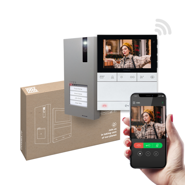Kit videoportero 2 hilos Comelit CR7451V - Quadra y Chronos, manos libres WiFi 5", Simplebus2