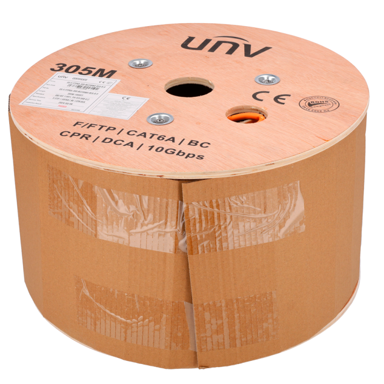 Cable Cat6A Uniview UV-FTP6A-300-BC23AWG-DCA - F/FTP, 305 m