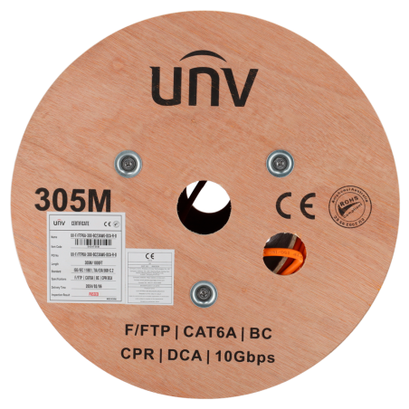 Cable Cat6A Uniview UV-FTP6A-300-BC23AWG-DCA - F/FTP, 305 m
