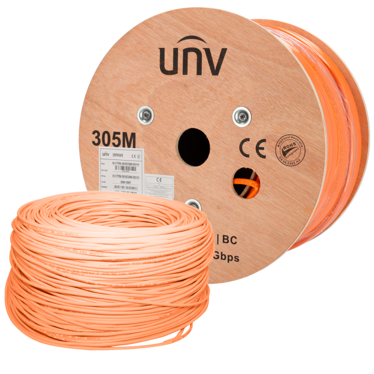Cable Cat6A Uniview UV-FTP6A-300-BC23AWG-DCA - F/FTP, 305 m