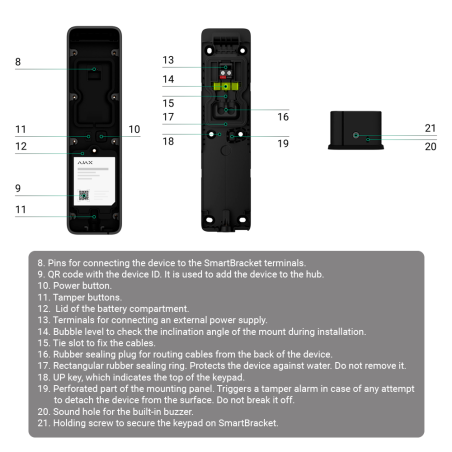 Teclado inalámbrico Ajax AJ-KEYPADOUTDOOR-GRA - Exterior