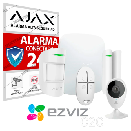 Kit alarma Ajax AJ-HUBKIT + cámara WiFi CS-C2C - Hub, MotionProtect, DoorProtect, SpaceControl