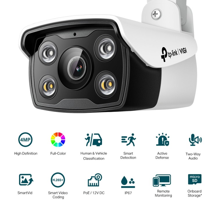 Cámara IP bullet VIGI C340 4mm - 4MP IR 30m PoE