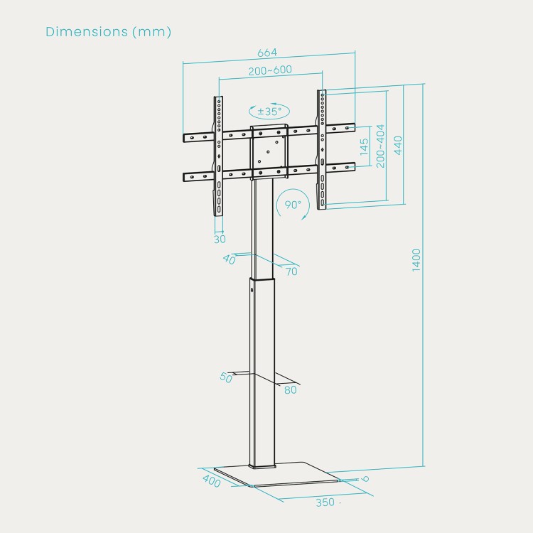 Soporte TV suelo TooQ FS2286M-B - VESA 600x400