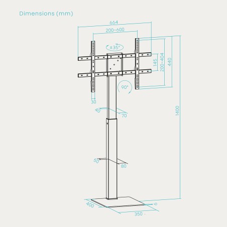 Soporte TV suelo TooQ FS2286M-B - VESA 600x400