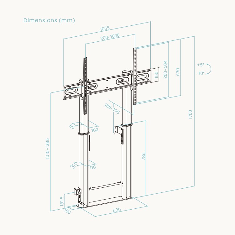 Soporte TV suelo pared 55-100 Tooq FS2290HM-B fijo