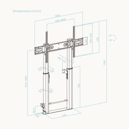 Soporte TV suelo pared 55-100 Tooq FS2290HM-B fijo