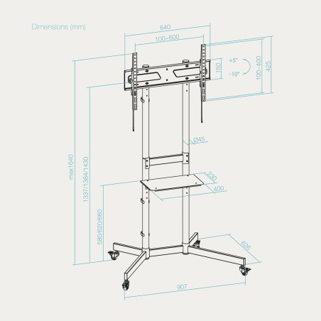 Soporte TV suelo con ruedas TooQ FS1150M-B
