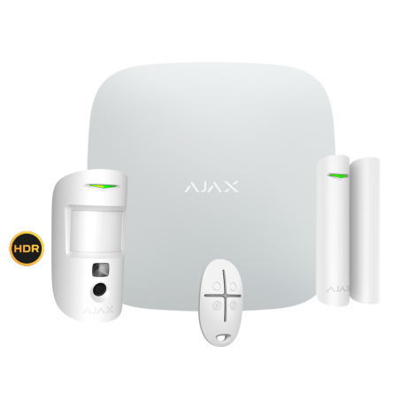 Kit alarma Ajax AJ-STARTERKIT-CAM-HDR-W - inalámbrico 4 dispositivos