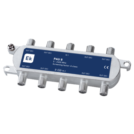 PAU EKSELANS 143002 - 2 entradas, 8 salidas, 5-2400 MHz, paso corriente, conector F