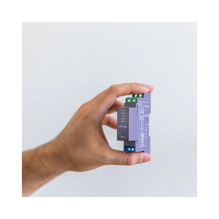 Relé inteligente Shelly Pro 2 - 2 canales, 16A, DIN, WiFi, LAN, Bluetooth