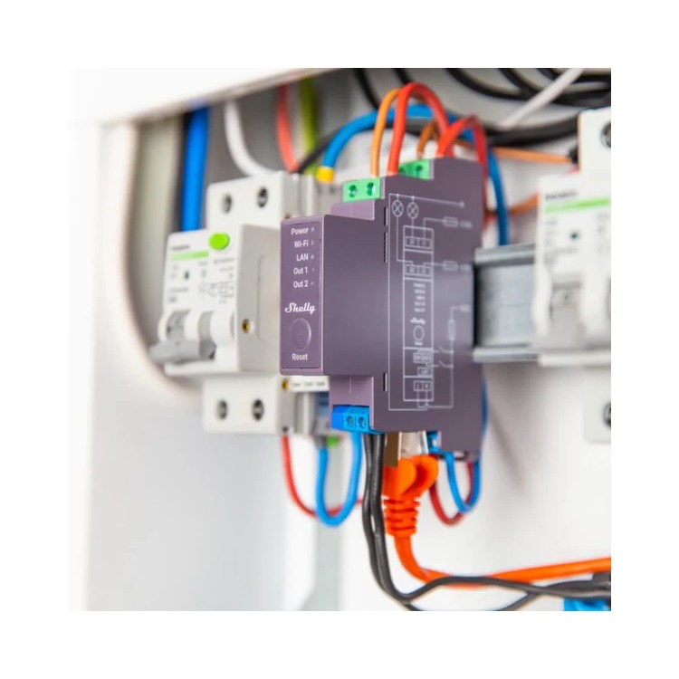 Relé inteligente Shelly Pro 2 - 2 canales, 16A, DIN, WiFi, LAN, Bluetooth