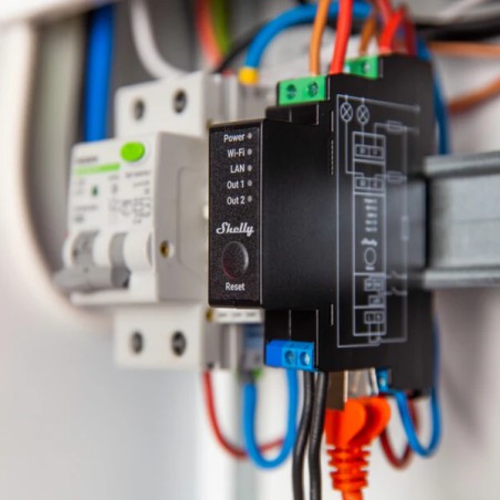 Relé inteligente Shelly Pro 2PM - 2 canales, 16A, medición, DIN, WiFi, LAN, Bluetooth