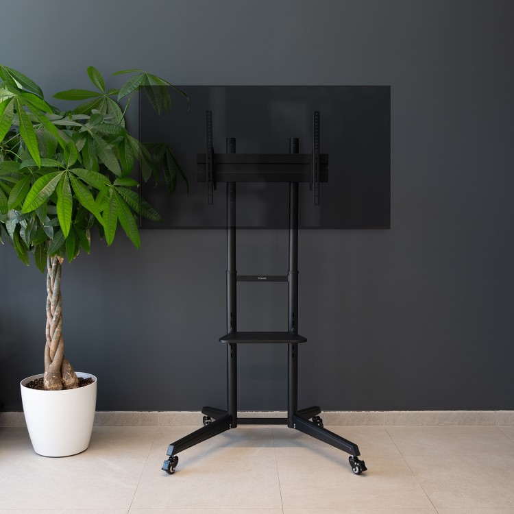 Soporte TV suelo con ruedas TooQ FS1170M-B - 37-70", VESA 100x100-600x400, 50 kg, altura regulable, negro