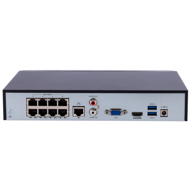NVR 8CH Uniview UV-NVR301-08B-P8-IQ - PoE 80Mbps IA 12MP