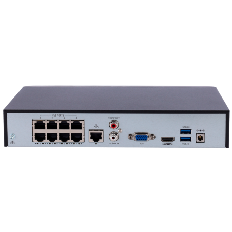 NVR 8CH Uniview UV-NVR301-08B-P8-IQ - PoE 80Mbps IA 12MP