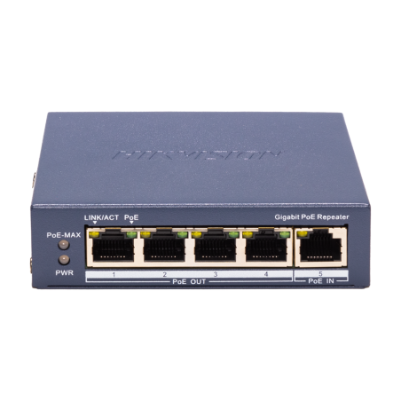 Extensor PoE Hikvision DS-3E0505P-E/R - 4 puertos Gigabit 60W
