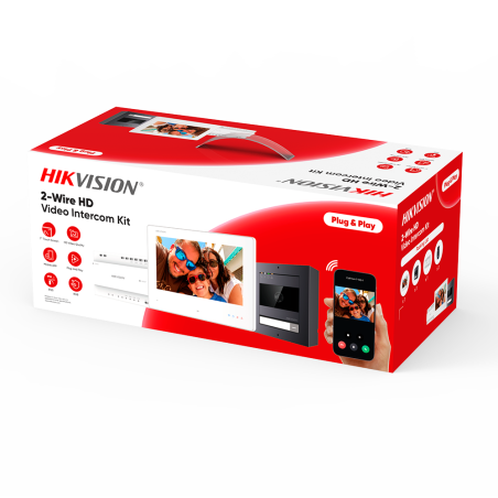 Kit videoportero 2 hilos Hikvision DS-KIS704EY - Pantalla 7", cámara 2MP, IP65, IK08, PoE. Aluminio