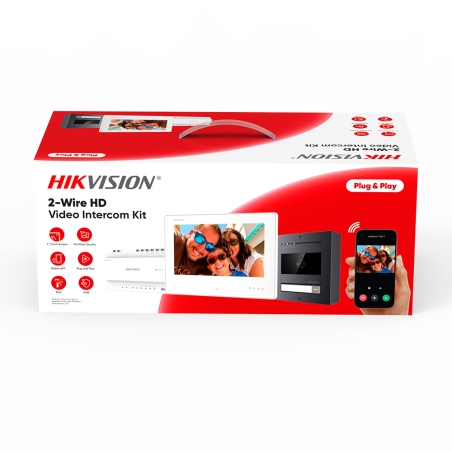 Kit videoportero 2 hilos Hikvision DS-KIS704EY - Pantalla 7", cámara 2MP, IP65, IK08, PoE. Aluminio