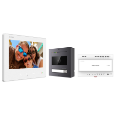 Kit videoportero 2 hilos Hikvision DS-KIS704EY - Pantalla 7", Aluminio