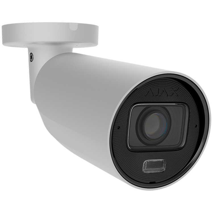 Cámara IP bullet Ajax AJ-BULLETCAM-5-HLVF-W - 5MP, Varifocal 2.8-12 mm, IR 60m, Luz 40m, IA, PoE, IP67. Blanca