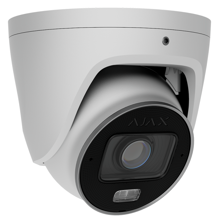 Cámara IP turret Ajax AJ-TURRETCAM-5-HLVF-W - 5MP, Varifocal 2.8-12 mm, IR 60 m, luz 40 m, IA, PoE, IP67, Blanca