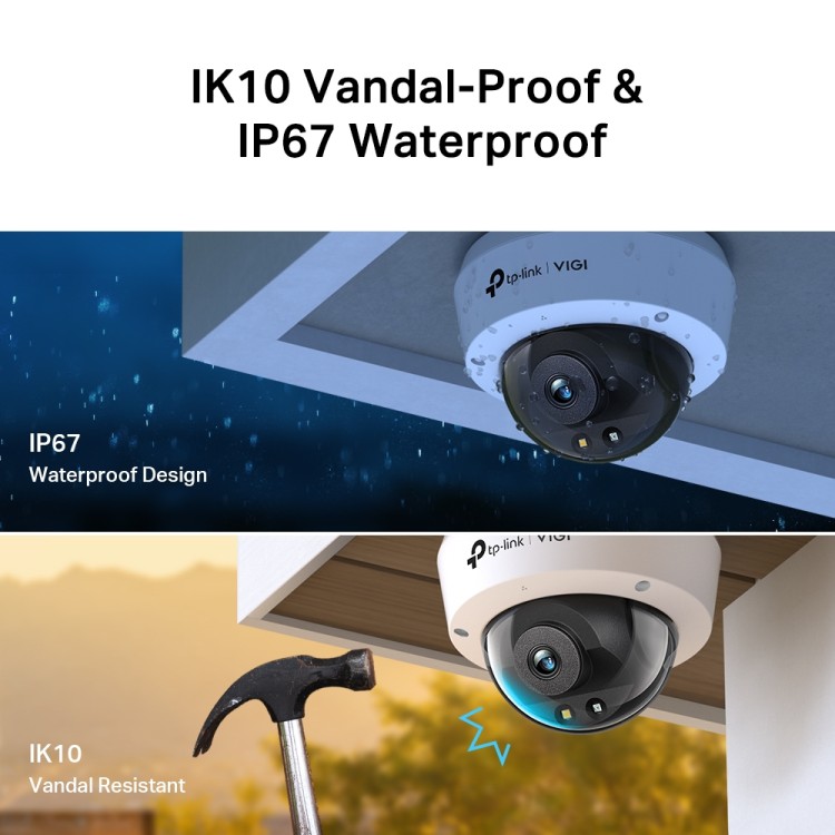 Cámara IP Dome TP-Link VIGI C240(4mm) - 4MP, lente 4 mm, full color 30 m, PoE, IP67
