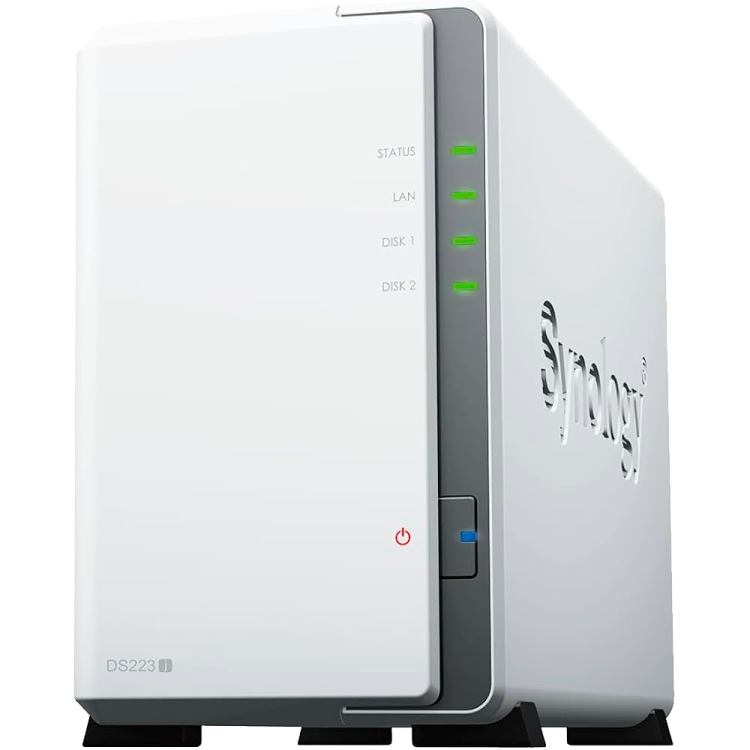 NAS Synology DS223j - 2 bahías, 1GB RAM, DSM, 1GbE