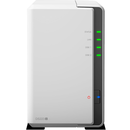 NAS Synology DS223j - 2 bahías, 1GB RAM, DSM, 1GbE