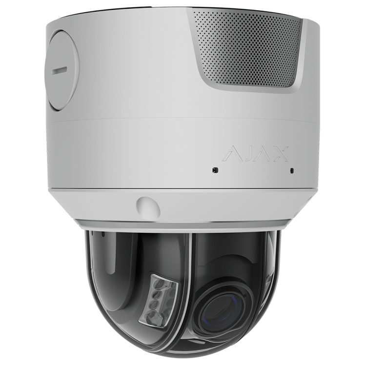 Cámara IP domo Ajax AJ-DOMECAM-4-HLVF-S-W - 4MP, Varifocal 2.8-12 mm, IR 40m, Luz 25m, IA, PoE, IP67. Blanco