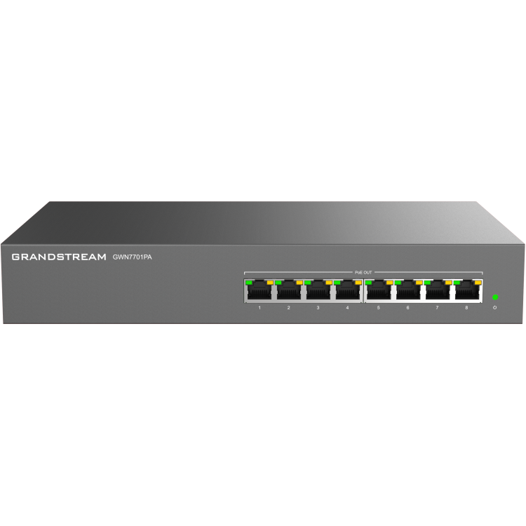 Switch GWN7701PA Grandstream - 8 puertos PoE+ y montaje rack