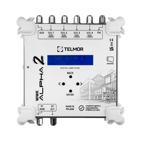Central programable Telmor WWK ALPHA2 - 5 entradas, 32 filtros, DVB-T/T2, LTE700