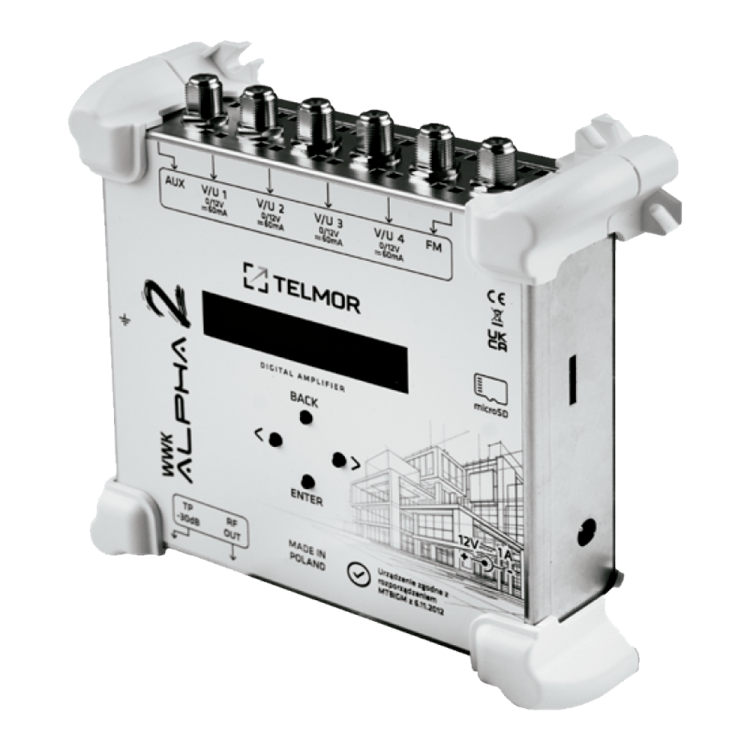 Central programable Telmor WWK ALPHA2 - 5 entradas, 32 filtros, DVB-T/T2, LTE700