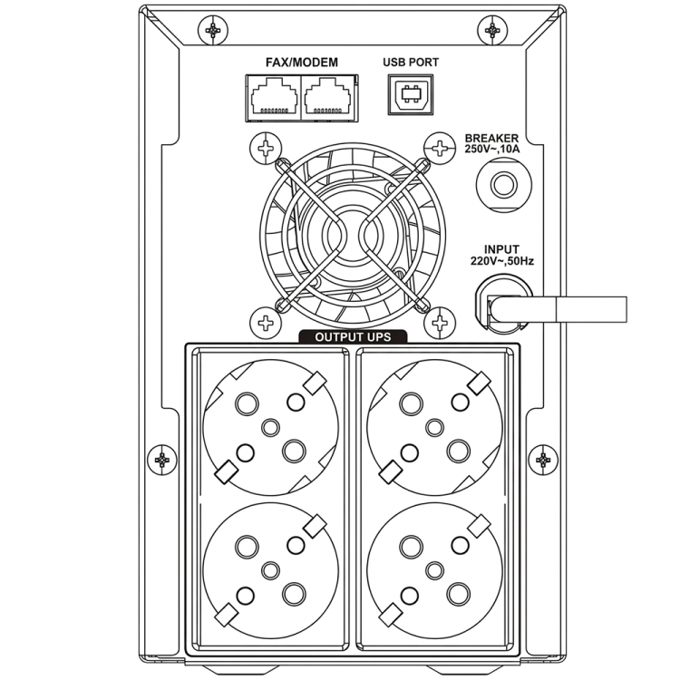 SAI Off-line Hikvision DS-UPS2000 - 2000VA, 1200W, AVR, 4x Schuko