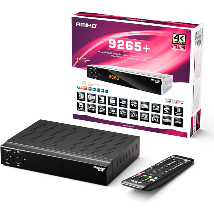 Receptor 4K Amiko HD 9265+ DVB-S2/T2/C HEVC