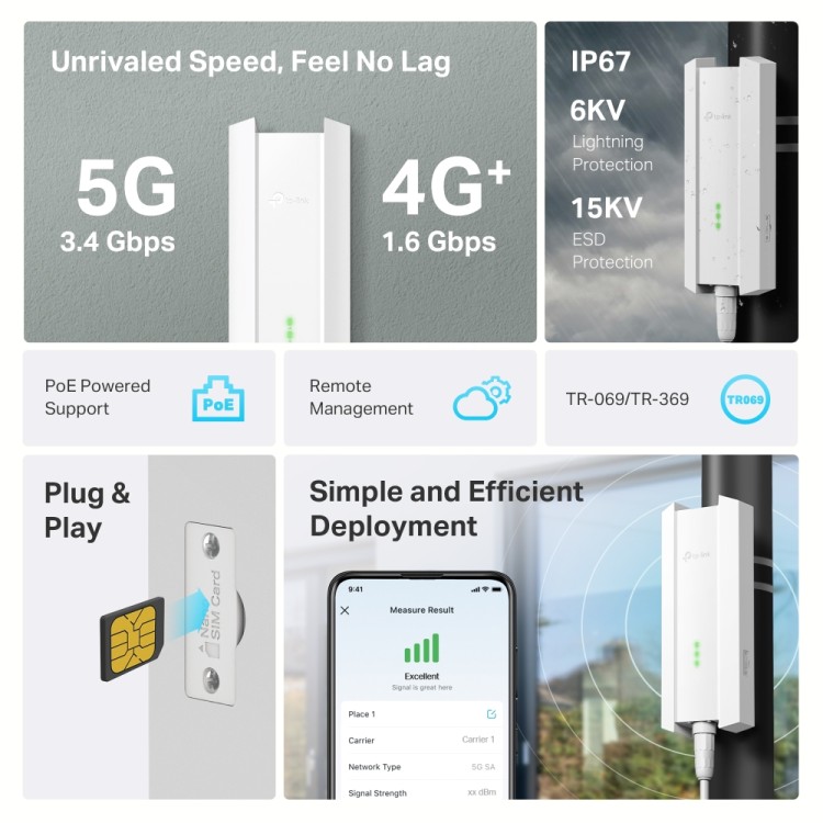 Router 5G exterior TP-Link NE211-Outdoor - 2.5GbE IP67 PoE