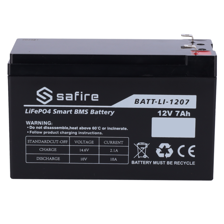 Batería LiFePO4 SAFIRE BATT-LI-1207 - 12.8V 7Ah IP65