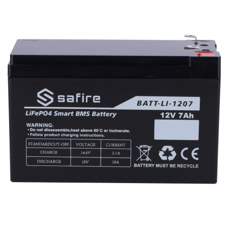 Batería LiFePO4 SAFIRE BATT-LI-1207 - 12.8V 7Ah IP65