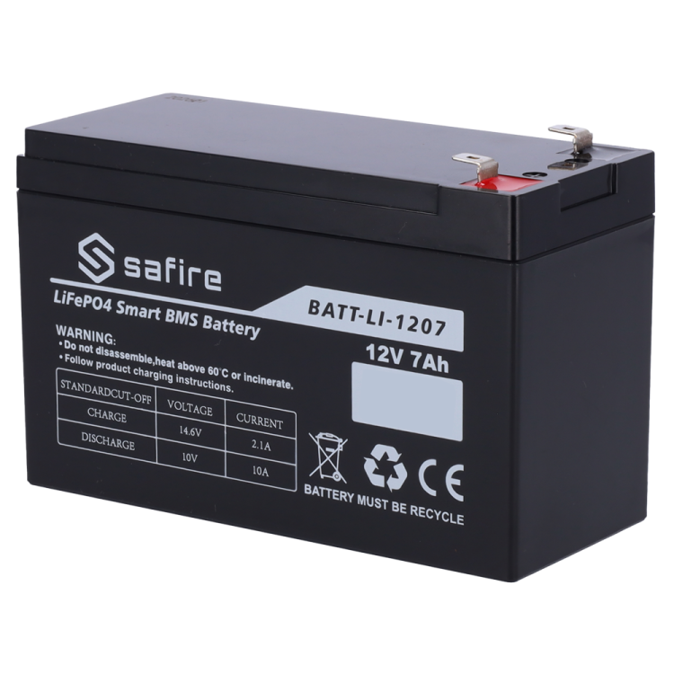 Batería LiFePO4 SAFIRE BATT-LI-1207 - 12.8V 7Ah IP65