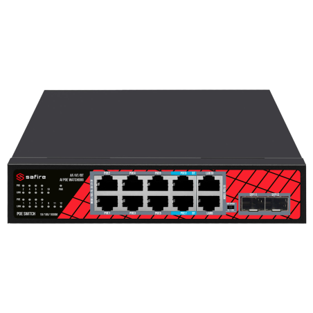 Switch PoE SAFIRE SF-SW1208HIPOE-GMF-120 - 120W
