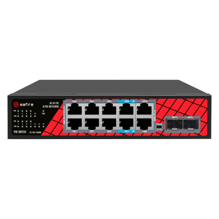 Switch PoE SAFIRE SF-SW1208HIPOE-GMF-120 - 120W