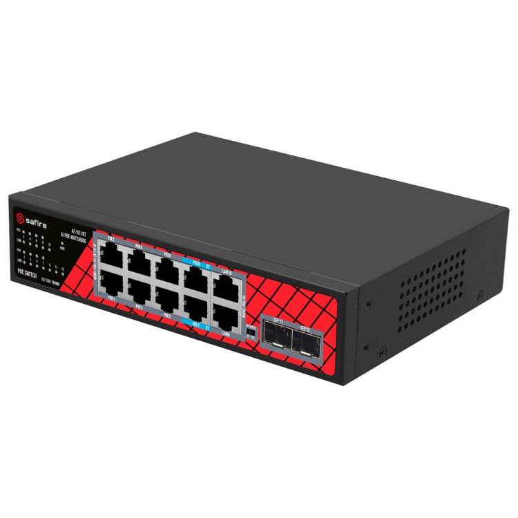 Switch PoE SAFIRE SF-SW1208HIPOE-GMF-120 - 120W